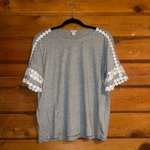 J.  CREW Eyelet Sleeve T-shirt in grey